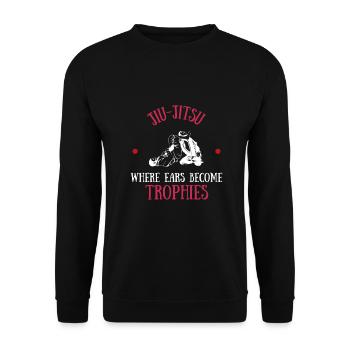 Jiu Jitsu, bei dem Ohren zu Trophäen werden - Unisex Pullover - Schwarz - Vorne - Alina (178cm) & Michal (187cm)