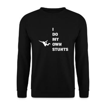I do my own stunts, Jump! - Unisex Pullover - Schwarz - Vorne - Alina (178cm) & Michal (187cm)