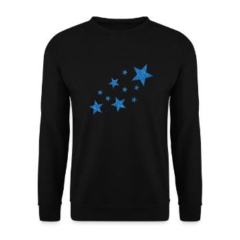 Blaue Sterne mit Schnee - Unisex Pullover - Schwarz - Vorne - Alina (178cm) & Michal (187cm)
