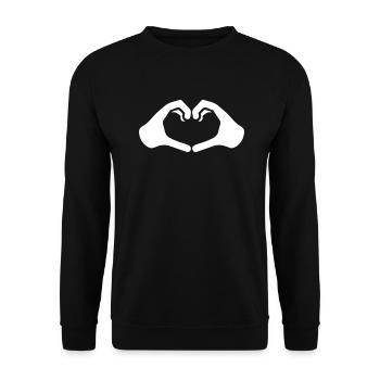 Hand Herzform Valentinstag Muttertag - Unisex Pullover - Schwarz - Vorne - Alina (178cm) & Michal (187cm)