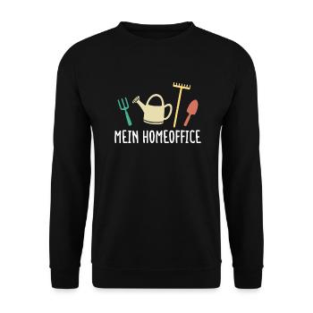 Mein Homeoffice Garten Gärtner Hobbygärtner - Unisex Pullover - Schwarz - Vorne - Alina (178cm) & Michal (187cm)