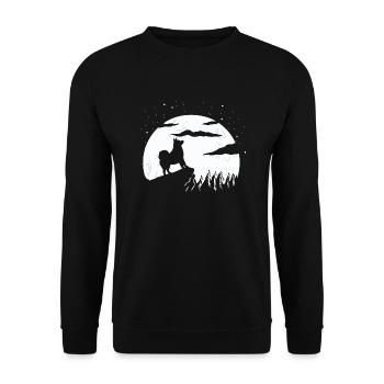 Alaskan Malamute Hund - Unisex Pullover - Schwarz - Vorne - Alina (178cm) & Michal (187cm)