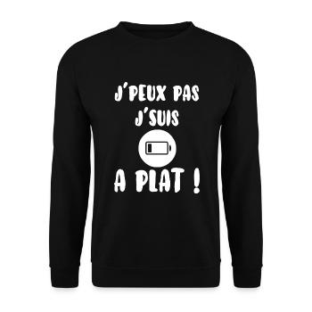 J’peux pas j´suis à plat - T-shirt humour cadeau . - Sweat-shirt Unisexe - noir - Devant - Alina (178cm) & Michal (187cm)