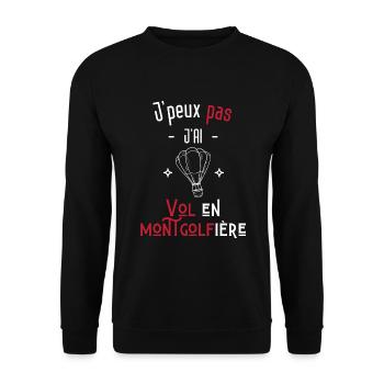 j'peux pas j'ai vol en montgolfière - Sweat-shirt Unisexe - noir - Devant - Alina (178cm) & Michal (187cm)