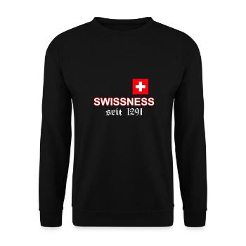 Swissness I Schweiz I Suisse I Switzerland I Swiss - Unisex Pullover - Schwarz - Vorne - Alina (178cm) & Michal (187cm)