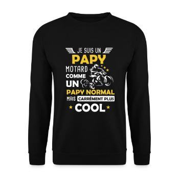 Papy Motard Cool - Sweat-shirt Unisexe - noir - Devant - Alina (178cm) & Michal (187cm)