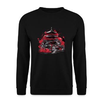 Japan Japanese Temple Nihon - Unisex Sweatshirt - black - Front - Alina (178cm) & Michal (187cm)