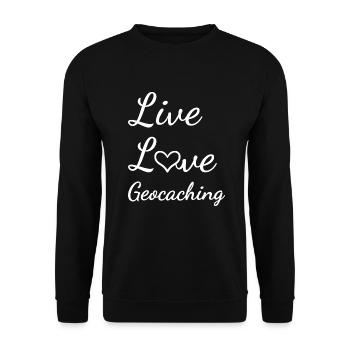 Geocacher Live Love Geocaching - Unisex Sweatshirt - black - Front - Alina (178cm) & Michal (187cm)
