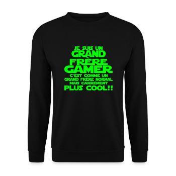 je suis un grand frère gaMER - Sweat-shirt Unisexe - noir - Devant - Alina (178cm) & Michal (187cm)