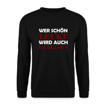 Sex Blasen Lecken Spruch Witzig Geschenk Frauen - Unisex Pullover - Schwarz - Vorne - Alina (178cm) & Michal (187cm)