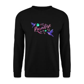 Paradise Watercolor - Unisex Pullover - Schwarz - Vorne - Alina (178cm) & Michal (187cm)