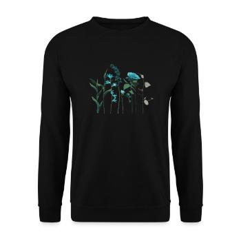 Turquoise Green Flowers & Herbs - Unisex Sweatshirt - black - Front - Alina (178cm) & Michal (187cm)