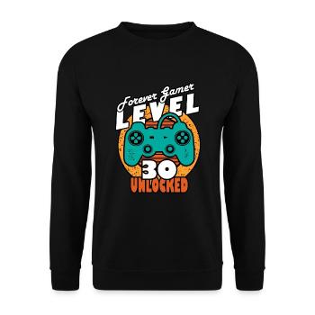 30. Geburtstag Level 30 Spieler - Unisex Pullover - Schwarz - Vorne - Alina (178cm) & Michal (187cm)
