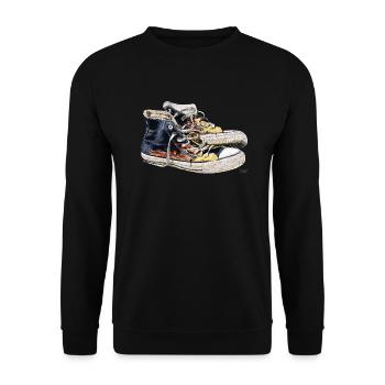 Bronko55 No.47 – Sneakers - Unisex Sweatshirt - black - Front - Alina (178cm) & Michal (187cm)
