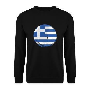 Griechenland Flagge Hellas Athen Griechische Fahne - Unisex Pullover - Schwarz - Vorne - Alina (178cm) & Michal (187cm)