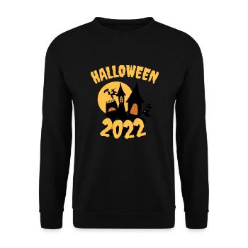 HALLOWEEN 2022 Hexenhaus Mond Halloween 2022 - Unisex Pullover - Schwarz - Vorne - Alina (178cm) & Michal (187cm)