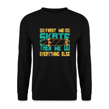Conception de planche à roulettes pour planchiste - Sweat-shirt Unisexe - noir - Devant - Alina (178cm) & Michal (187cm)