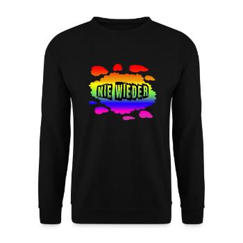 AfD stoppen gegen rechts Demokratie Vielfalt links - Unisex Pullover - Schwarz - Vorne - Alina (178cm) & Michal (187cm)