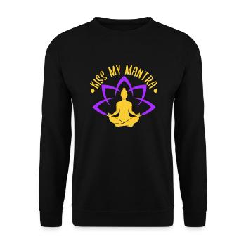 Yoga Kiss My Mantra Funny Yoga - Unisex Pullover - Schwarz - Vorne - Alina (178cm) & Michal (187cm)