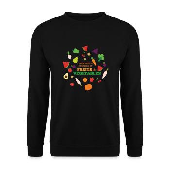 Powered by Fruits and Vegetables - Unisex Pullover - Schwarz - Vorne - Alina (178cm) & Michal (187cm)