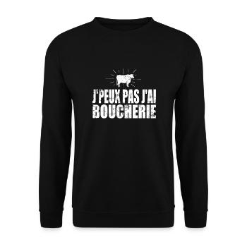 J'peux pas j'ai boucherie - Sweat-shirt Unisexe - noir - Devant - Alina (178cm) & Michal (187cm)