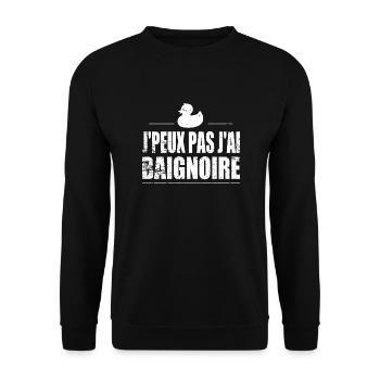 J'peux pas j'ai baignoire - Sweat-shirt Unisexe - noir - Devant - Alina (178cm) & Michal (187cm)
