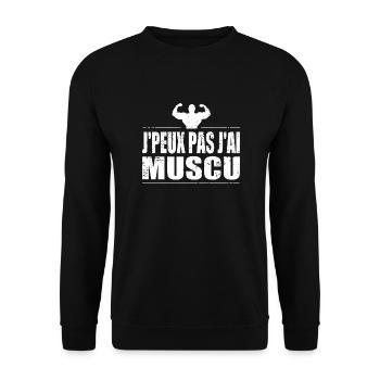 J'peux pas j'ai muscu - Sweat-shirt Unisexe - noir - Devant - Alina (178cm) & Michal (187cm)