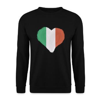 Italien Fahne Herz Italienische Fahne Used Look - Unisex Pullover - Schwarz - Vorne - Alina (178cm) & Michal (187cm)