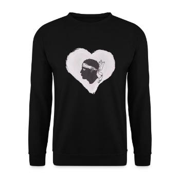 Korsika Flagge Korsika Fahne Corsica Korsischen - Unisex Pullover - Schwarz - Vorne - Alina (178cm) & Michal (187cm)