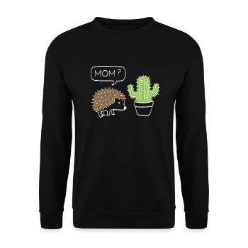 funny cactus with hedgehog gift - Unisex Sweatshirt - black - Front - Alina (178cm) & Michal (187cm)