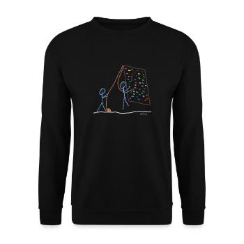 Klettern Strichmännchen, Kletterwand, abseilen - Unisex Pullover - Schwarz - Vorne - Alina (178cm) & Michal (187cm)