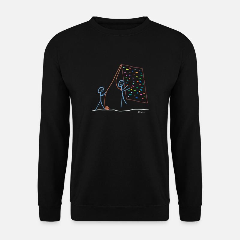 Klettern Strichmännchen, Kletterwand, abseilen - Unisex Pullover - Schwarz