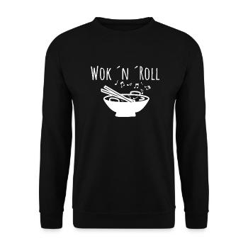 Asia Wok Rock 'Roll Shirt Musique Poêle Nourriture Note - Sweat-shirt Unisexe - noir - Devant - Alina (178cm) & Michal (187cm)