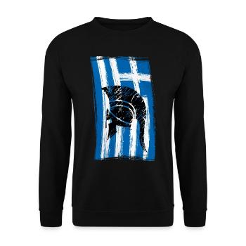 Hinweis Griechenland Helm Sparta - Unisex Pullover - Schwarz - Vorne - Alina (178cm) & Michal (187cm)