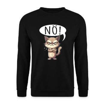 Coole Katze NÖ lustiger Spruch grummelig - Unisex Pullover - Schwarz - Vorne - Alina (178cm) & Michal (187cm)