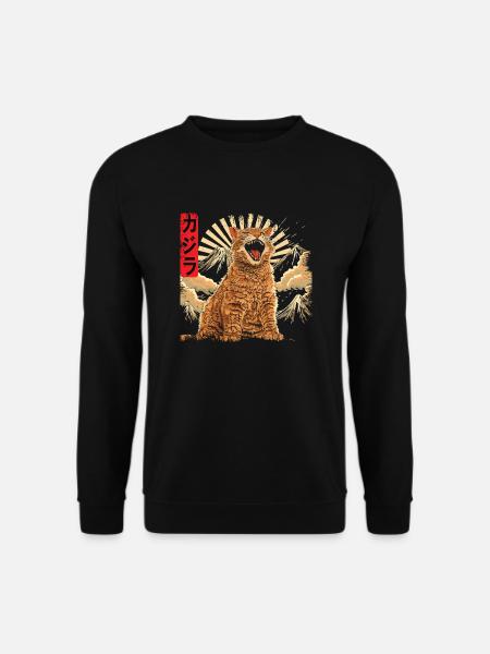 Catzilla japanische Katze vintage - Unisex Pullover - Schwarz