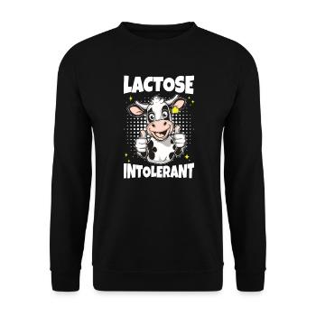 Laktose intolerant lustige Milch Kuh Meme - Unisex Pullover - Schwarz - Vorne - Alina (178cm) & Michal (187cm)