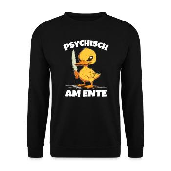 Psychisch am Ente - Unisex Pullover - Schwarz - Vorne - Alina (178cm) & Michal (187cm)