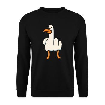 Doigt du milieu Oie Mouette - Sweat-shirt Unisexe - noir - Devant - Alina (178cm) & Michal (187cm)