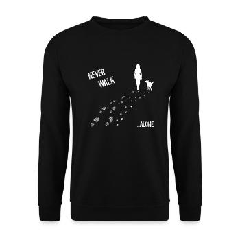 FRAU & HUND NEVER WALK ALONE - Unisex Pullover - Schwarz - Vorne - Alina (178cm) & Michal (187cm)