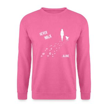 FEMME & DOG never walk alone - Sweat-shirt Unisexe - rose - Devant