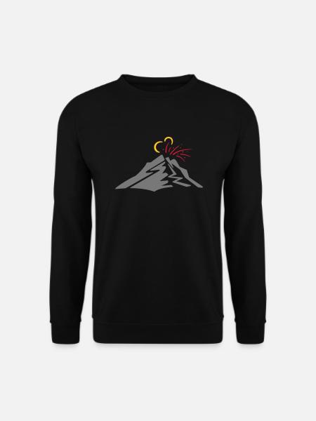 Volcano - vector line drawing, gift - Unisex Sweatshirt - black