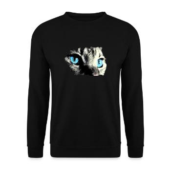 Cat with blue eyes! beautiful gift idea - Unisex Sweatshirt - black - Front - Alina (178cm) & Michal (187cm)
