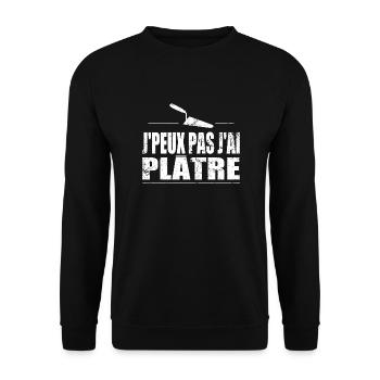 J'peux pas j'ai plâtre - Sweat-shirt Unisexe - noir - Devant - Alina (178cm) & Michal (187cm)