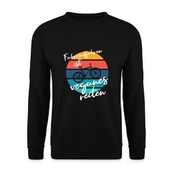 Fahrrad Vegan Reiten Retro - Unisex Pullover - Schwarz - Vorne - Alina (178cm) & Michal (187cm)