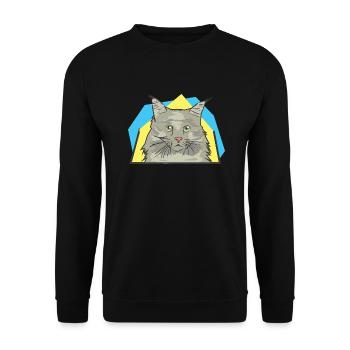 Chatte aux cheveux longs semble surpris - Sweat-shirt Unisexe - noir - Devant - Alina (178cm) & Michal (187cm)