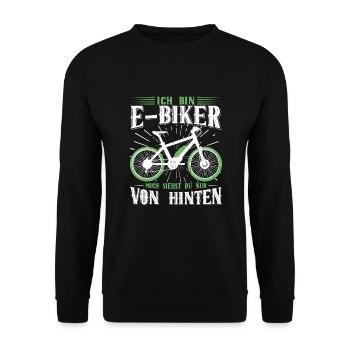 Ich bin E-BIKER- E-Bike Fahrrad Geschenkidee - Unisex Pullover - Schwarz - Vorne - Alina (178cm) & Michal (187cm)