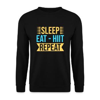 Fitness Fanatics Sleep Eat Hiit Repeat - Unisex Pullover - Schwarz - Vorne - Alina (178cm) & Michal (187cm)