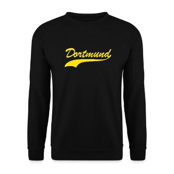 Dortmund retro Schriftzug gelb - Unisex Pullover - Schwarz - Vorne - Alina (178cm) & Michal (187cm)