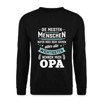 Die wichtigsten Menschen nennen mich Opa - Unisex Pullover - Schwarz - Vorne - Alina (178cm) & Michal (187cm)